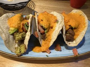 Jalapeño falafel tacos  at Ed's Cantina & Grill in Estes Park