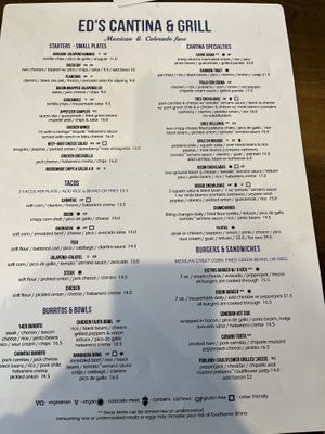 Menu 2023  at Ed's Cantina & Grill in Estes Park