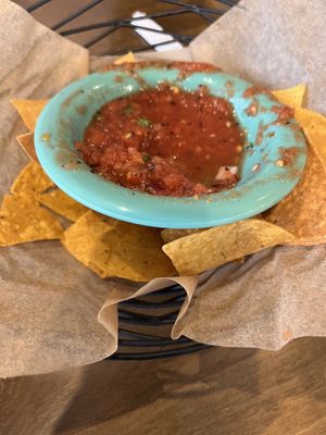 Chips and salsa   at Ed's Cantina & Grill in Estes Park