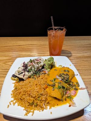 Veggie enchilada and mocktail at Ed's Cantina & Grill in Estes Park