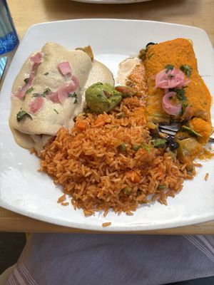 Vegan enchiladas!  at Ed's Cantina & Grill in Estes Park