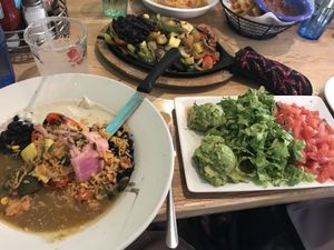 Squashed stuff pepper and veggie fajitas.  at Ed's Cantina & Grill in Estes Park