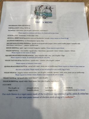 Vegan Menu at Ed's Cantina & Grill in Estes Park