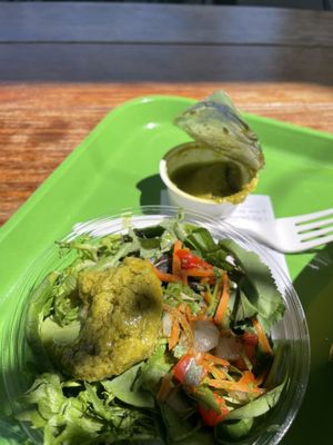 Look at how the dressing is just a blob on the salad and compare that to the pic on the menu    at Plant Power Fast Food - Encinitas in Encinitas