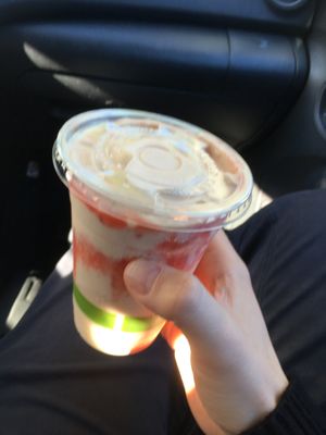 Best milkshake I ever had. Peanut butter strawberry shake with oat milk  at Plant Power Fast Food - Encinitas in Encinitas