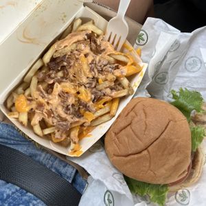 iconic fries and holy guacamole burger 😍  at Plant Power Fast Food - Encinitas in Encinitas