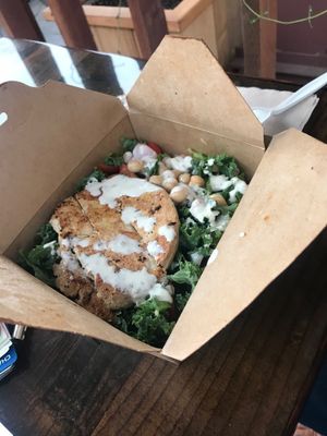 ";chicken"; caeser salad at Plant Power Fast Food - Encinitas in Encinitas