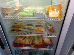Some of the vegan cheese available (including Vegan Deli, Gondino, Soyananda) at Mimint Bio Market in Arnhem
