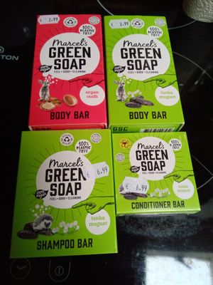 Marcel's shampoo and conditioner bars and soaps at Mimint Bio Market in Arnhem