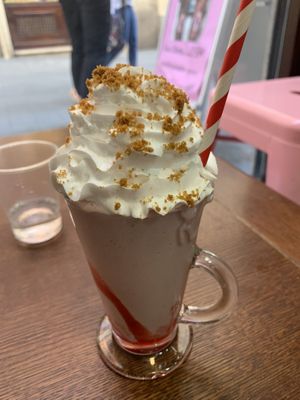 Amazing strawberry milkshake! at Malvy's Shakes in Madrid