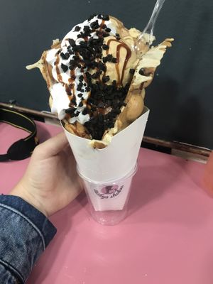 Ice cream waffle  at Malvy's Shakes in Madrid