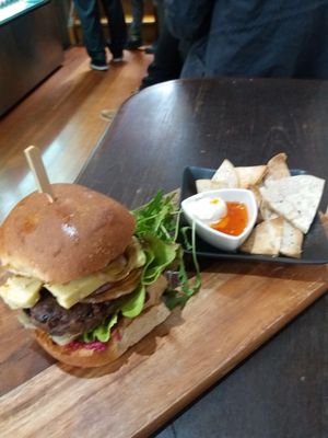 Black bean beet rice patty at Gathered Kitchen in Glebe