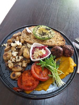 A typical great brekky at Gathered Kitchen in Glebe