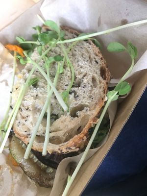 The “toastie” which was only warmed and very soggy  at Gathered Kitchen in Glebe