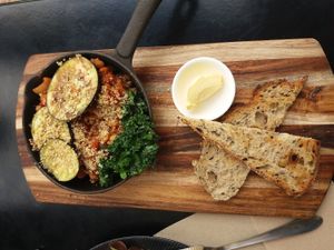 Egg plant Shakshuka Harissa at Gathered Kitchen in Glebe
