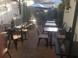 Outdoor garden seating at Gathered Kitchen in Glebe