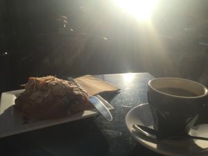 Almond chocolate croissant  at Gathered Kitchen in Glebe
