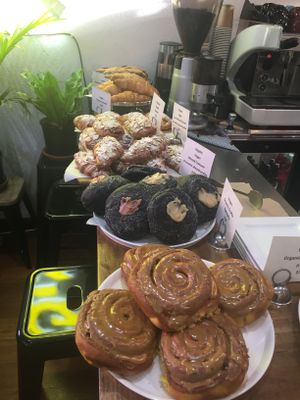 Baked goods on display at entrance  at Gathered Kitchen in Glebe