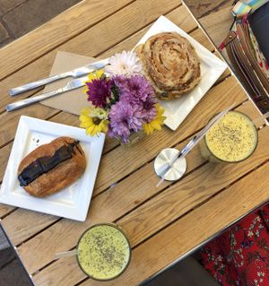Pastries and smoothies  at Gathered Kitchen in Glebe