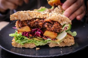 mushroom bagel at Gathered Kitchen in Glebe