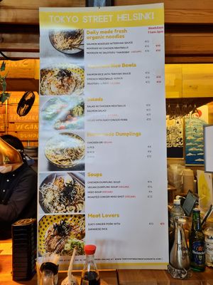 Menu at Tokyo Street in Helsinki