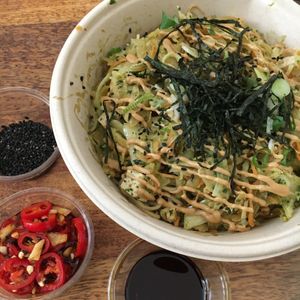 Vegan special with condiments. at Tokyo Street in Helsinki