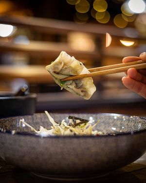 Our vegan dumplings are filled with avocado, beans, onions and cabbages. Each dumpling is hand-made every morning with love! at Tokyo Street in Helsinki