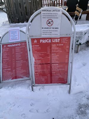 Menu  at Regatta in Helsinki