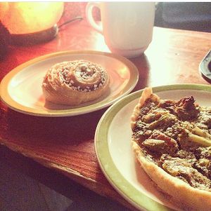 tofu  pie and vegan cinnamon bun  at Regatta in Helsinki