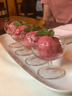 Frambozen sorbet at Aruna Cuisine in Roermond