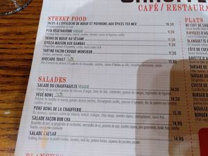 Menu at La Chaufferie in Paris