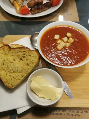 Soup and local bread at Mrs Green's in Dumfries
