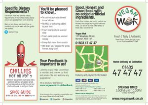 Menu at Vegan Wok in Norwich