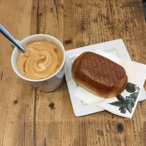 vegan chocolate croissant and a caffe latte with oat milk! at Shake Cafe - Del Corso in Florence