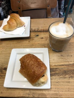 Two vegan croissants and a latte  at Shake Cafe - Del Corso in Florence