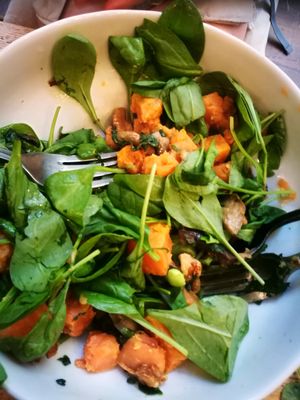 Sweet potatoe salad - filling, yummy, fun textures and flavors at Shake Cafe - Del Corso in Florence