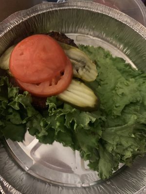 Beyond burger with no bun..:( at Cosmic Cowboy Grill in Coeur D Alene