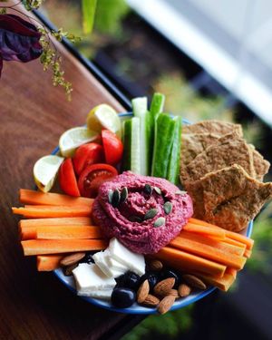 Beetroot Hummus Mezze at Eat With Fingers Restaurant Mauritius in Grand Baie