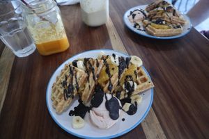 Waffles at Eat With Fingers Restaurant Mauritius in Grand Baie