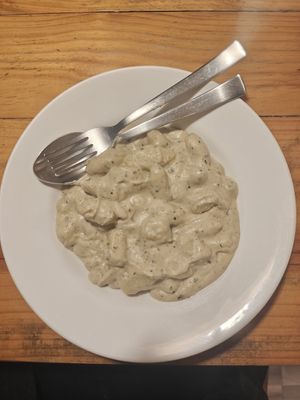 Cauliflower cashew cream gnocchi at SpaceOut in Dharamkot