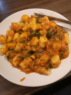 Delicious vegan gnocchi! at SpaceOut in Dharamkot