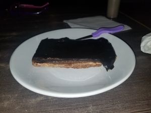 Vegan bagsu cake at SpaceOut in Dharamkot