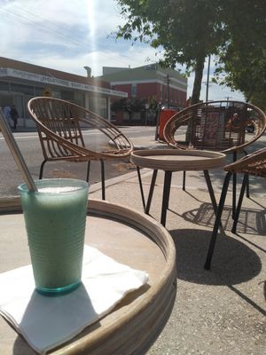 Matcha mint shake on a sunny day at Roho Bure in South Fremantle