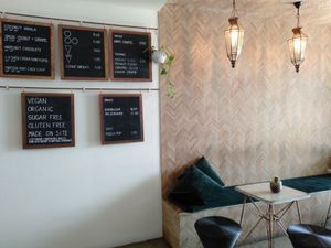 Interior seating and menus at Roho Bure in South Fremantle