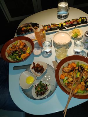 Green gate salads, beetroot tartar, nigiri starter and sticks at Sticks N Sushi in Rungsted