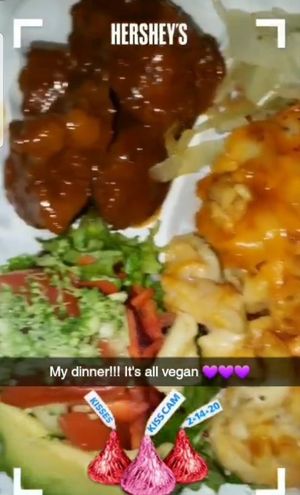 Orange chicken, mac, salad and cabbage. So yum! at I Juice & Smoothies in Decatur