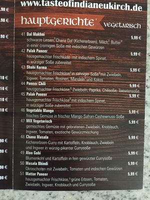 Veggie dishes, vegan options available  at Taste of India in Neukirch Lausitz