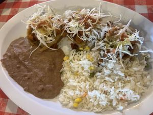 Sopas plate. Vegan option with vegan soy meat  at Kahlo's Restaurant  in Denver