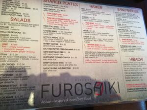 menu  at Furoshiki in Rochester
