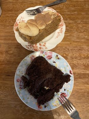 Chocolate beetroot cake (ve) & chai coffee cake (v)  at Cafe Chameleon in Ystradgynlais